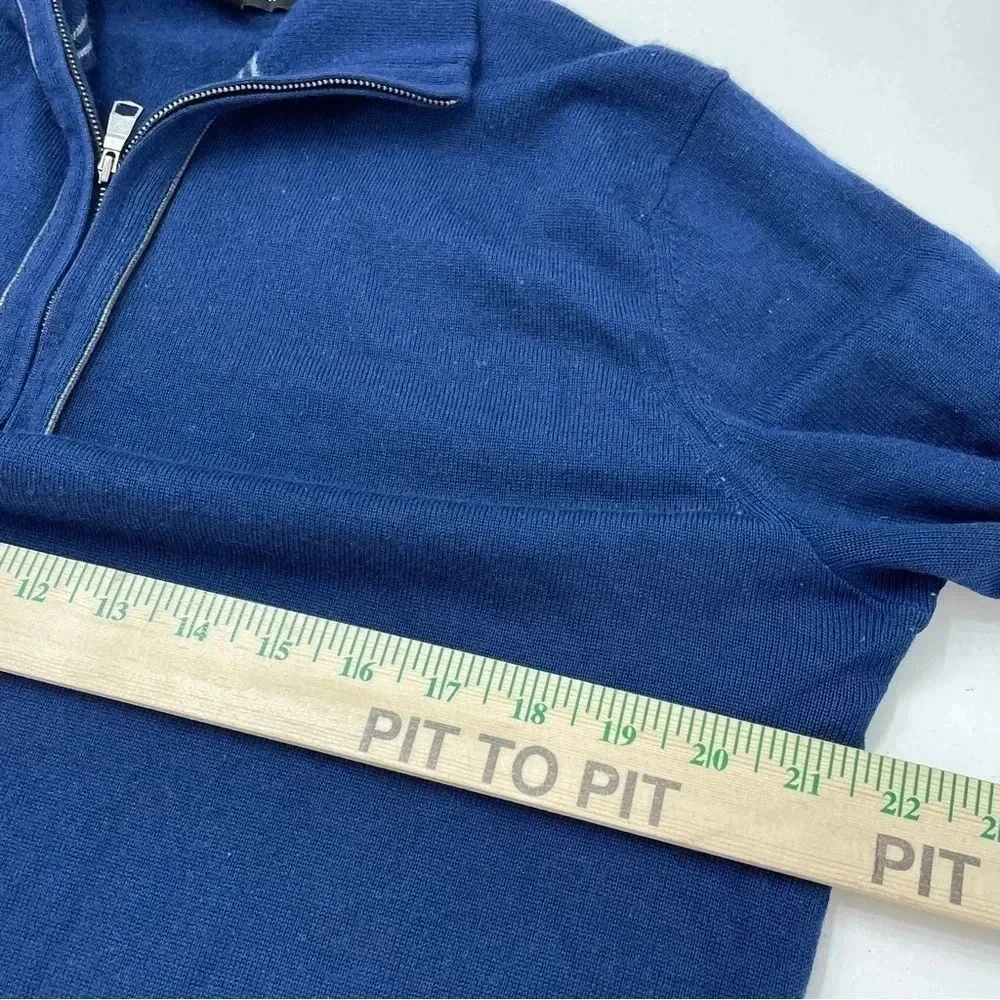 Banana Republic Sweater 1/4 Zip Merino Wool blue L mens 0654